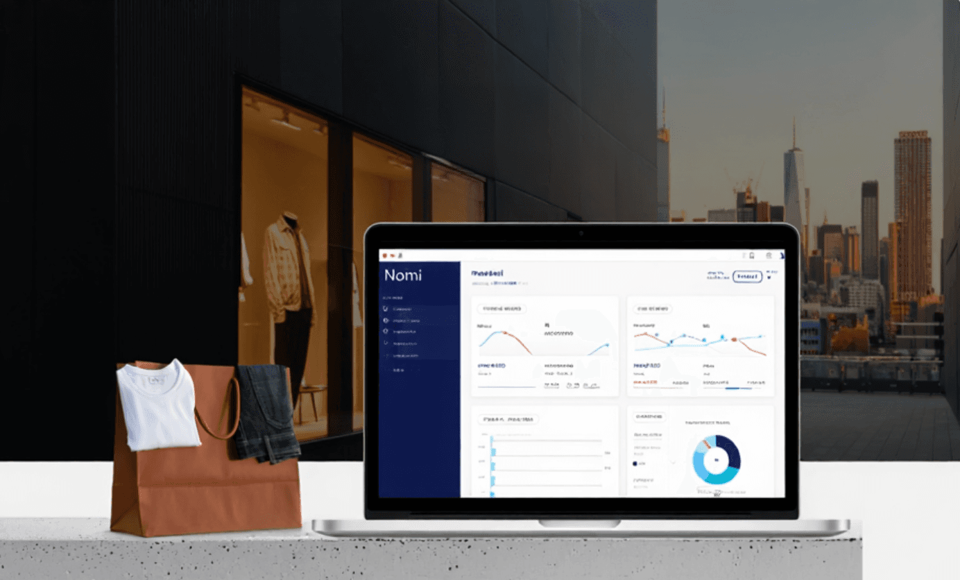 Nomi dashboard on a laptop in a retail setting